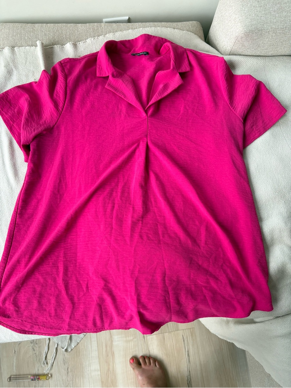 Hilary Radley Bright Fuchsia Short-Sleeve Collared Tee